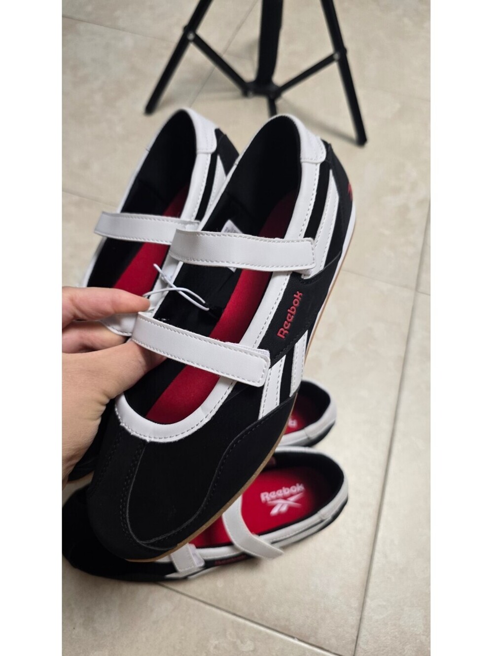 Reebok Women’s Mary Jane Ballet Sneakers – Black/White/Red – NEW - Picture 8 of 9